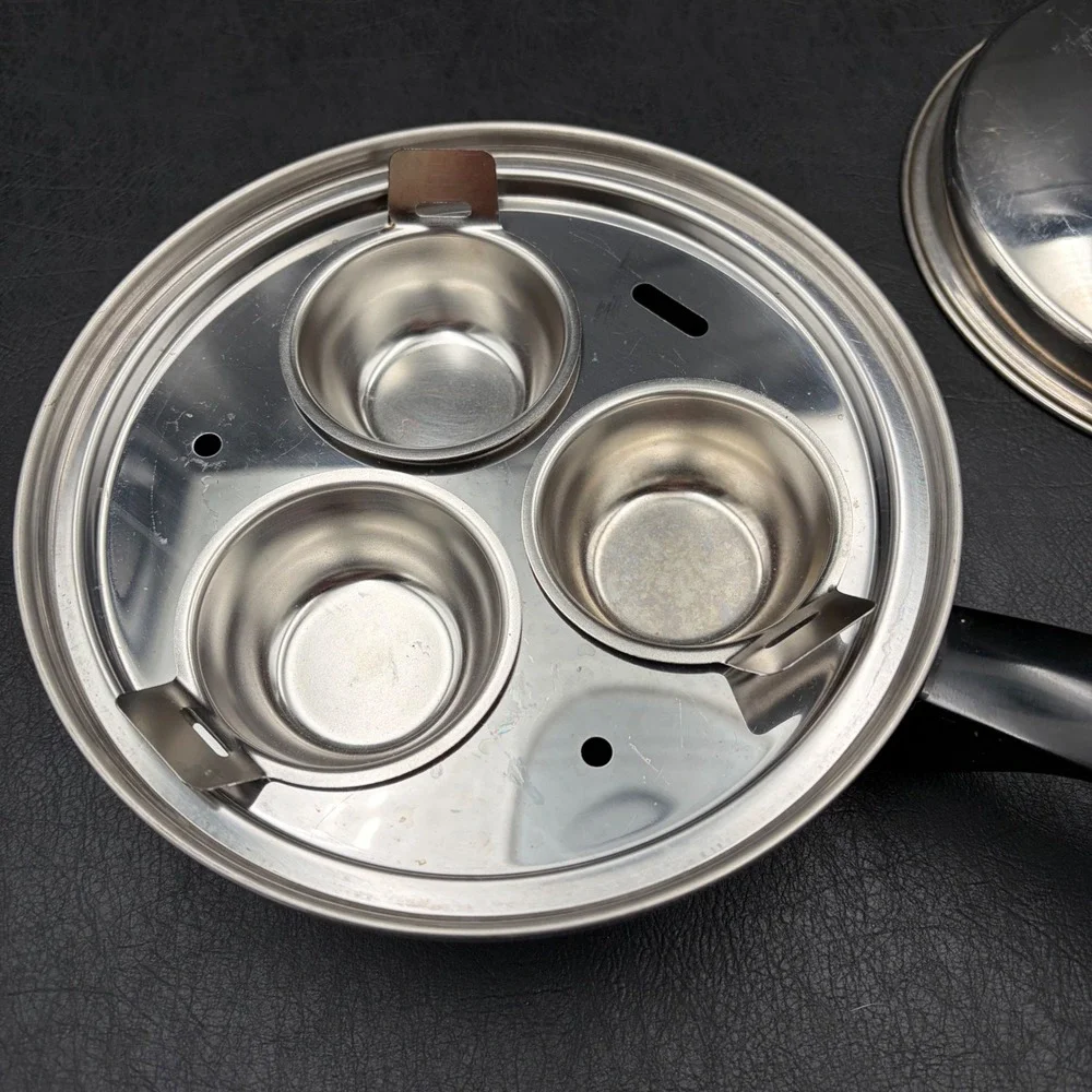 Duncan Hines Stainless Steel 3 Egg Poacher Pan Regal Ware 3-Ply 18-8 Vintage